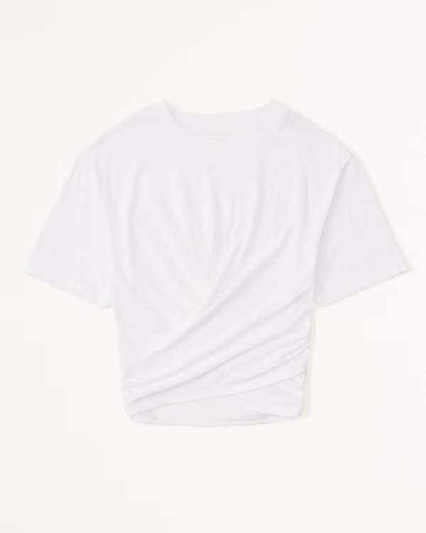 Women's Short-Sleeve Cropped Wrap Tee | Women's Tops | Abercrombie.com | Abercrombie & Fitch (US)