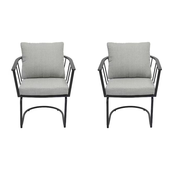 Style Selections Canyon Way Set of 2 Black Steel Frame Dining Chair with Gray Cushioned Seat | Lowe's