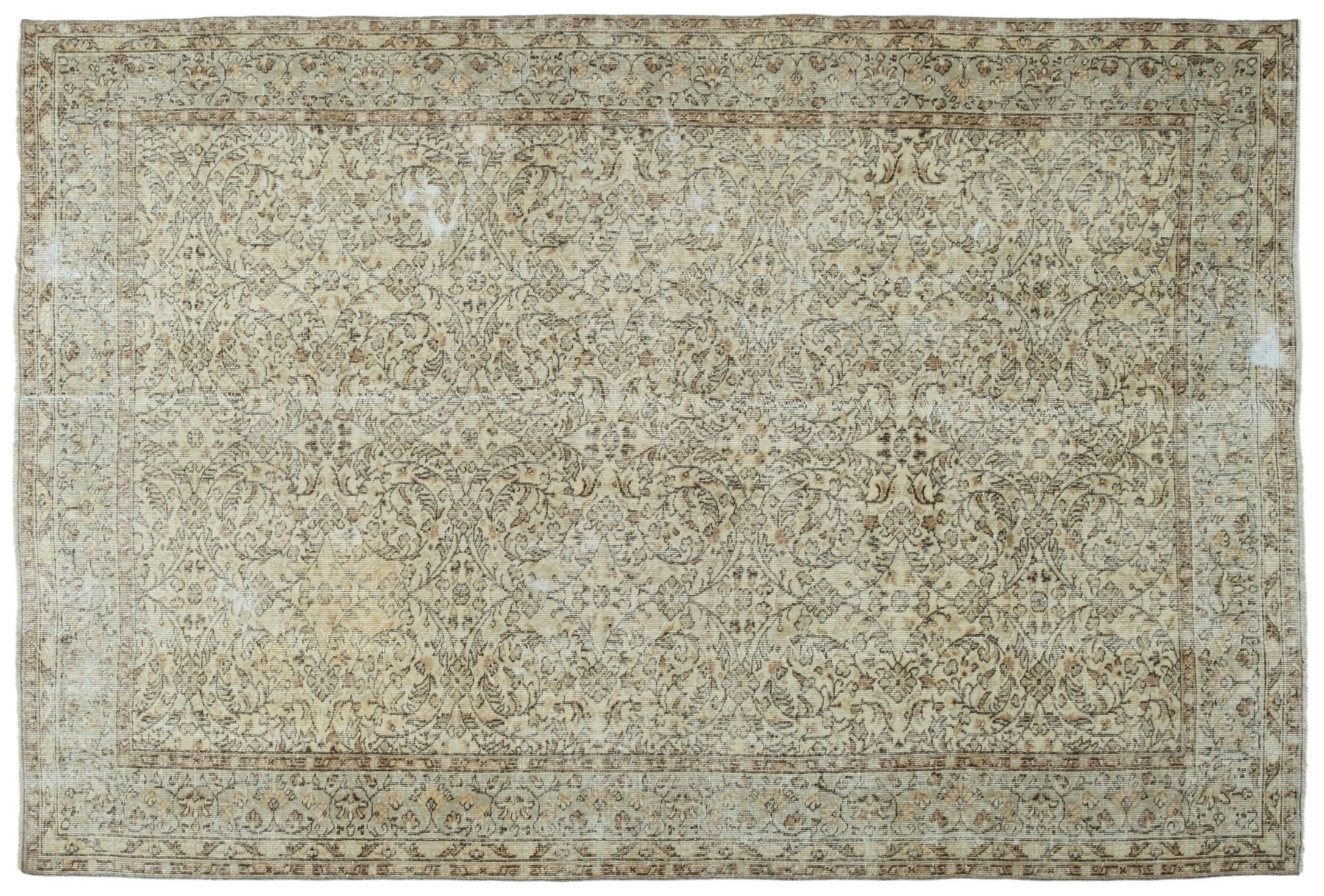 7' X 10' Vintage Distressed Rug, Beige - Evaris | Revival Rugs Inc