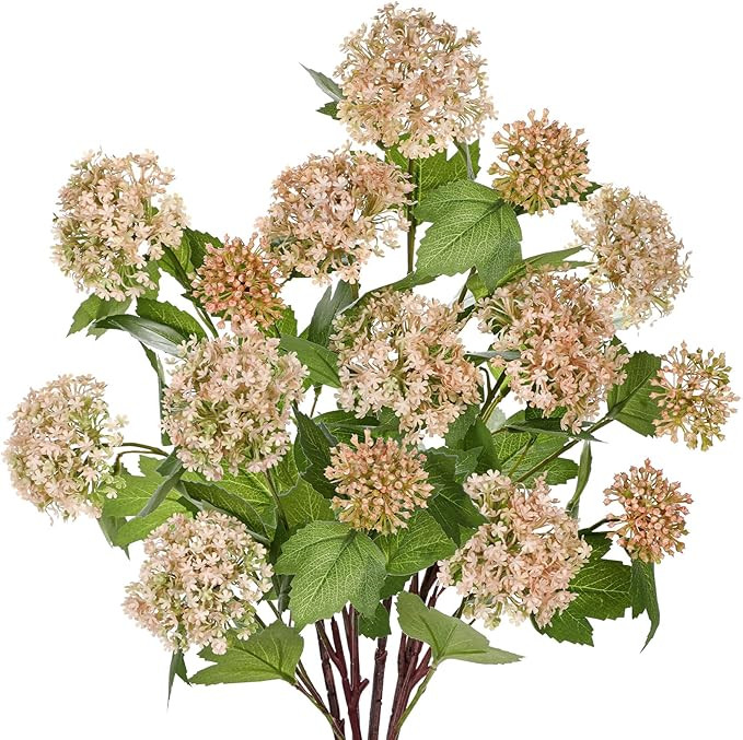 DILATATA Faux Hydrangea Flowers 24" Pink Artificial Hydrangea Spray with 3 Flower Heads, 5 Per Ba... | Amazon (US)