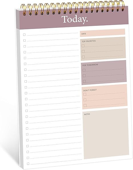 To Do List Notepad - Daily Planner Notepad Undated 52 Sheets, 6.5" x 9.8" Planning Pad Checklist ... | Amazon (US)
