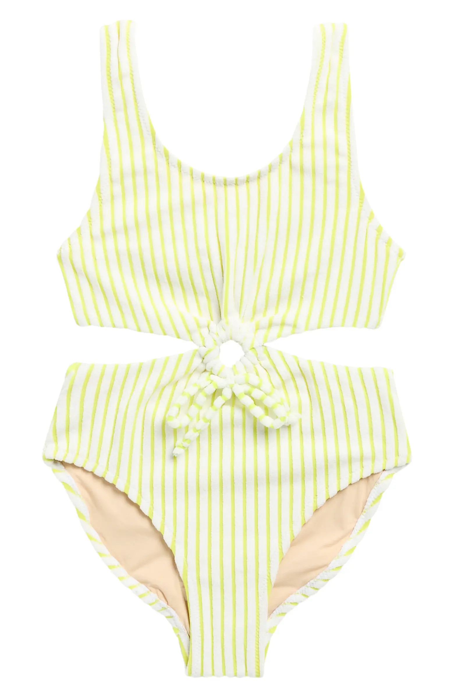 Kids' Lemon Stripe Cutout One-Piece Swimsuit | Nordstrom Rack