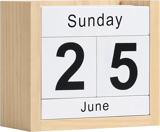 Wooden Block Calendar for Desk, Daily Desktop Perpetual Desk Calendar, Cute Date Display Blocks D... | Amazon (US)