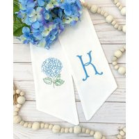 Monogram Wreath Sash, Blue Hydrangea Front Door Tie, Mother's Day Gift, Summer Baby - Bridal Shower, Wedding Venue, Sew Gracious Best Seller | Etsy (US)