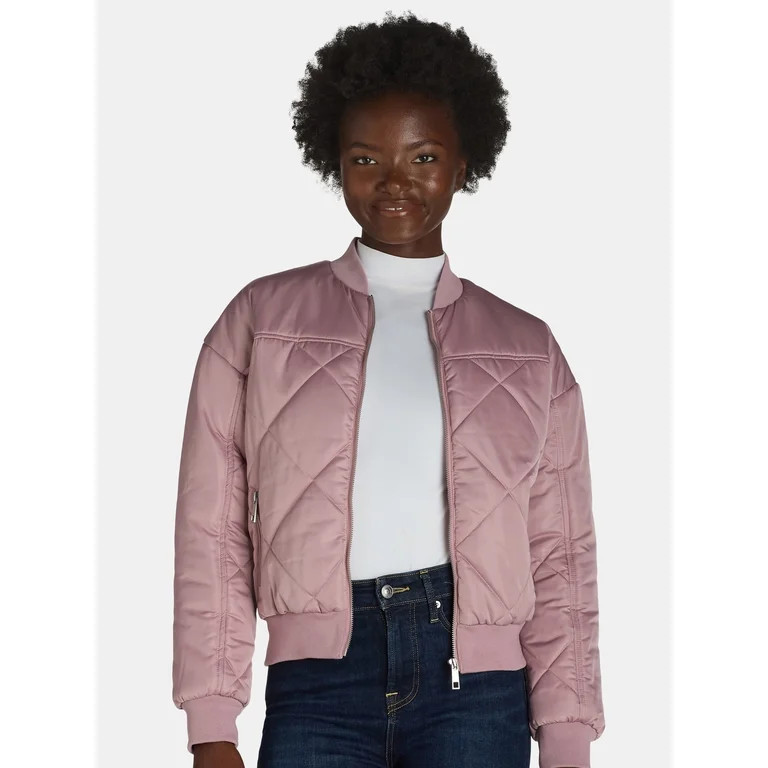 Time and Tru Women's and Women’s Plus Size Quilted Bomber Jacket, Sizes XS-3X | Walmart (US)