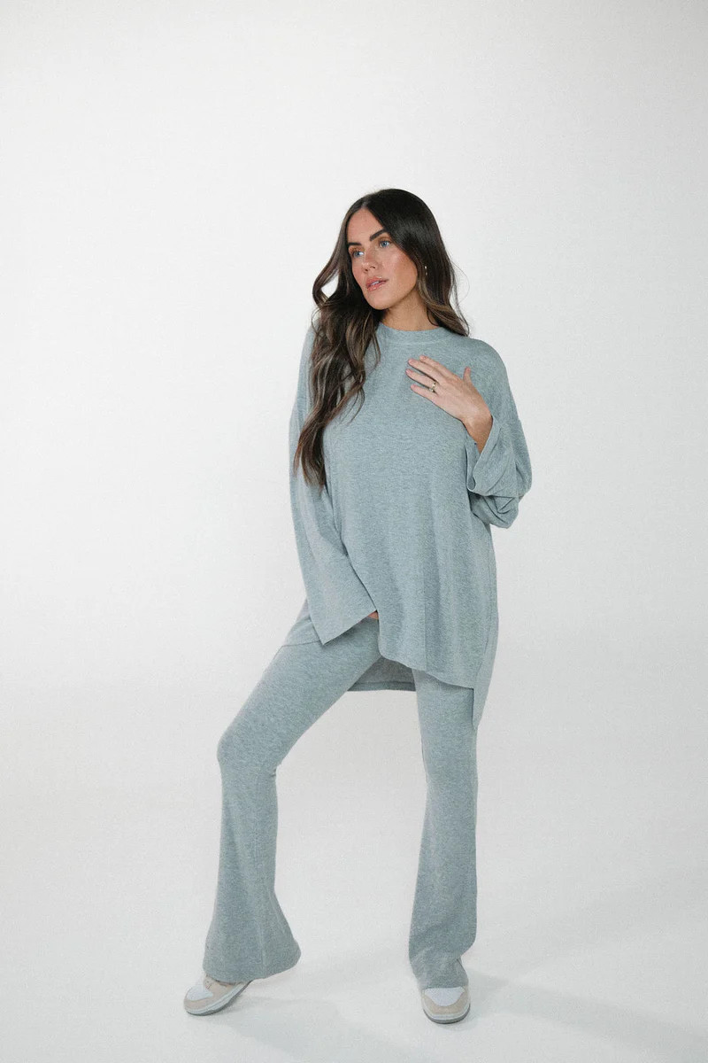 All Weekend Long Pant Set Long Sleeve Grey | The Foxy Kind