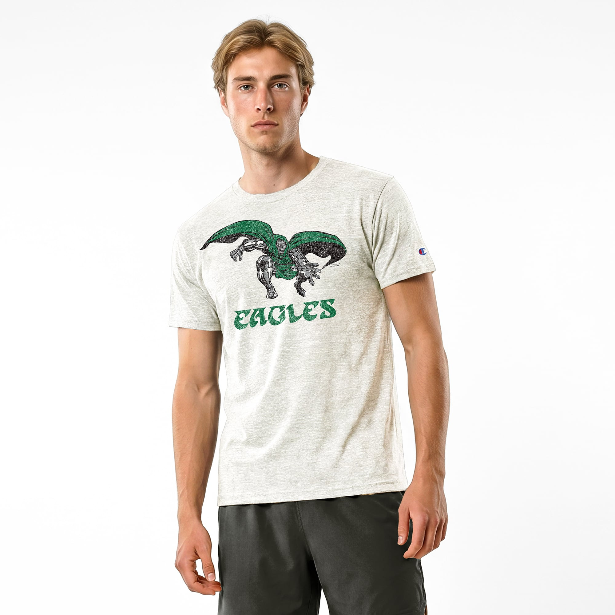 Philadelphia Eagles Disney x Champion Doctor Doom Tri-Blend T-Shirt - Cream | Fanatics