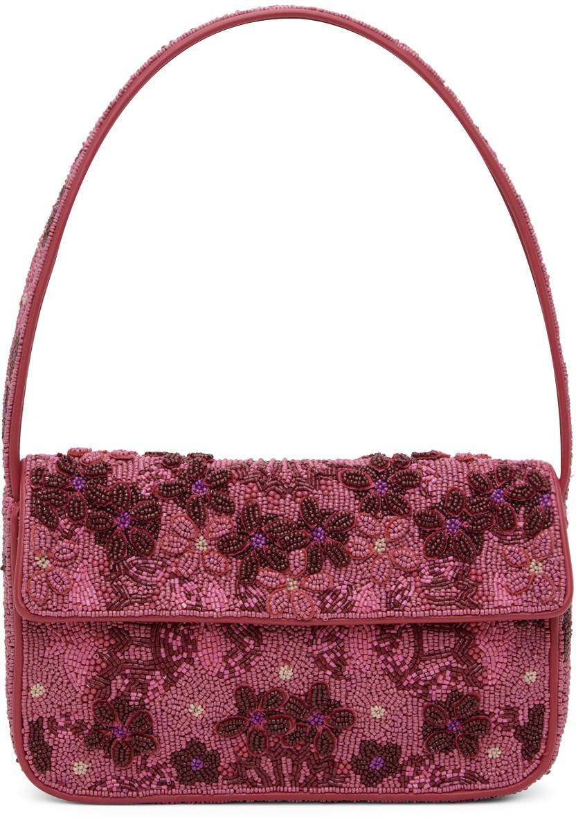 Staud Pink Tommy Beaded Bag | SSENSE