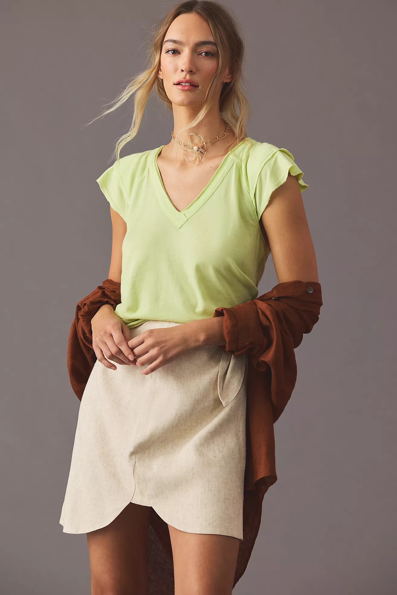 Maeve Catie Ruffle-Sleeved Tee | Anthropologie (US)