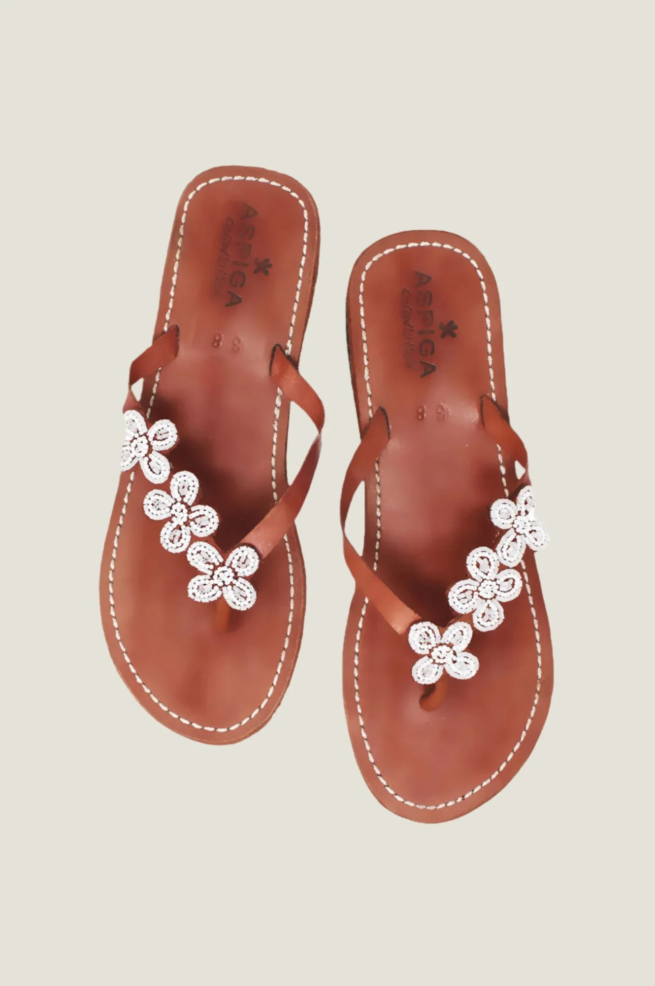 Tatu Heel Leather Sandals | White | Aspiga US