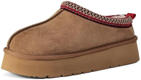 OOW Genuine Suede Platform Slippers for Women with Memory Foam Fuzzy House Shoes for Indoor Outdo... | Amazon (US)