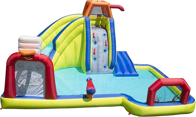 BANZAI Arcade Splash Water Park, Length: 15 ft 2 in, Width: 13 ft 4 in, Height: 7 ft 11 in, Infla... | Amazon (US)