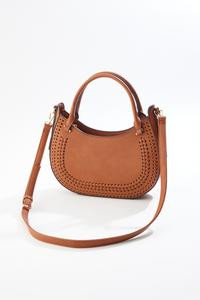 Cato Fashions | Cato Whipstitch Faux Leather Round Satchel | Cato Fashions
