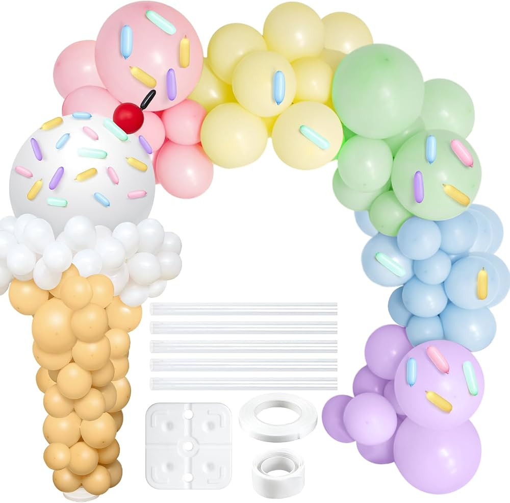 330 Pcs Ice Cream Party Decorations Ice Cream Balloon Garland Kit Pastel Balloon Garland Arch Kit... | Amazon (US)