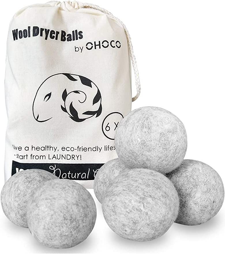 OHOCO Wool Dryer Balls 6 Pack XL, Organic Natural Wool for Laundry, Fabric Softening - Anti Stati... | Amazon (US)