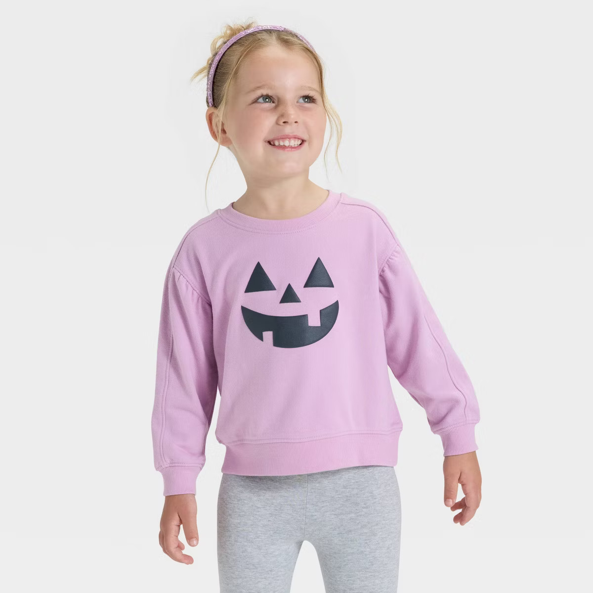 Toddler Girls' Halloween French Terry Pullover - Cat & Jack™ Lavender 3T | Target