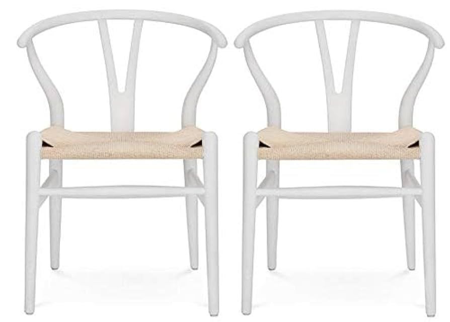 Wishbone Chair Natural Solid Wood Dining Chair/Hans Wegner Y Chair Rattan and Wood Accent Armrest... | Amazon (US)