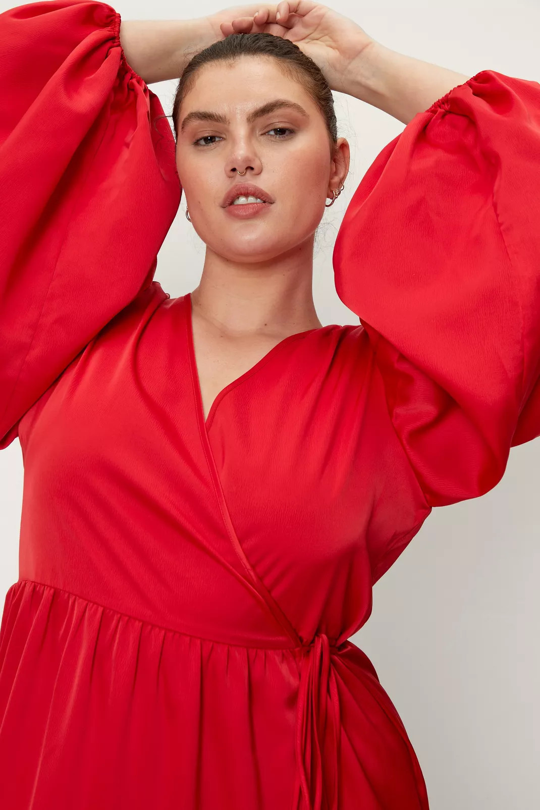 Plus Size Satin Wrap Maxi Dress | Nasty Gal (US)