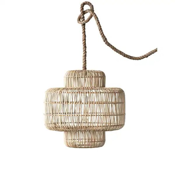 Round Wicker Pendant Light with Thick Rope Cord | Bed Bath & Beyond