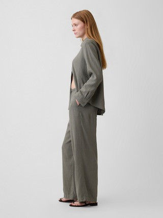 Relaxed Linen-Blend Wide-Leg Pants | Gap Factory