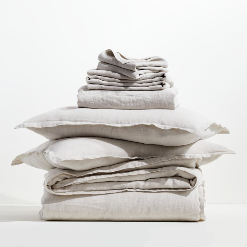 European Flax-Certified Linen Warm Natural King Bedding Set + Reviews | Crate & Barrel | Crate & Barrel