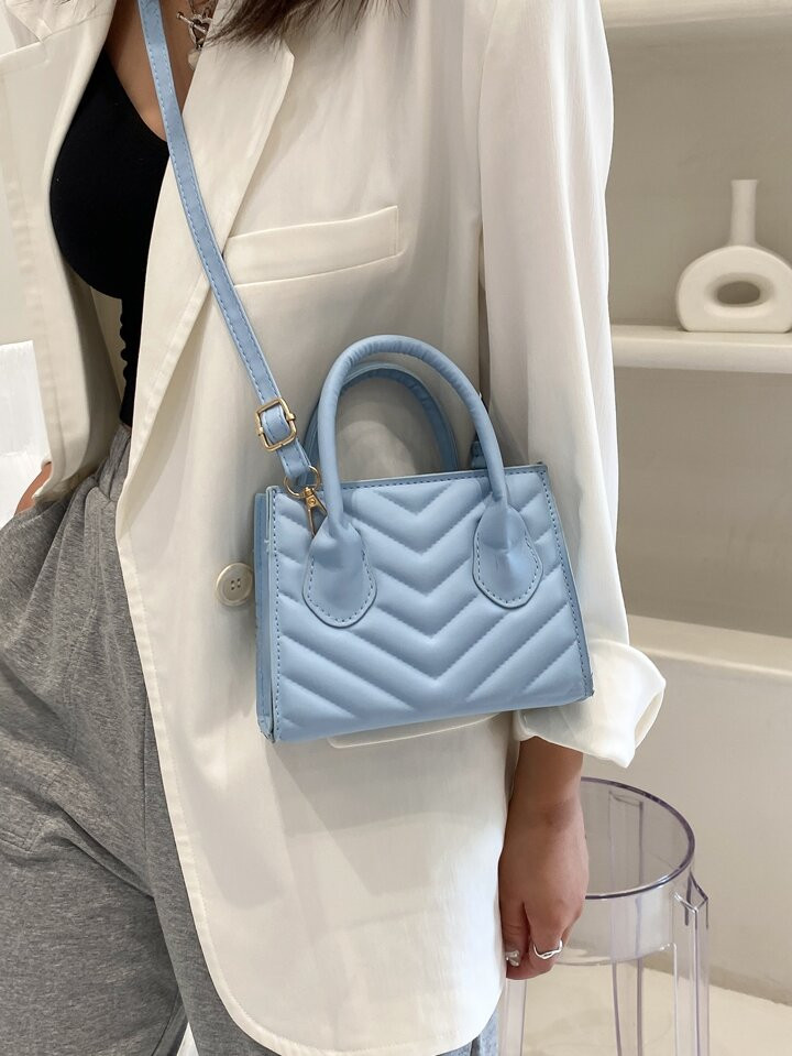 Mini Chevron Quilted Satchel Bag | SHEIN