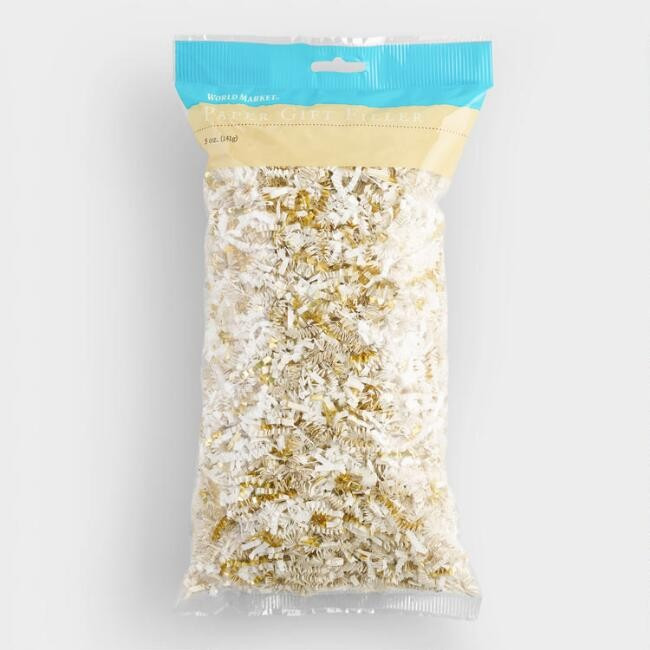 White And Gold Crinkle Basket Filler | World Market