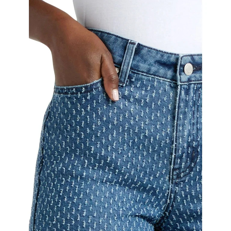 Time and Tru Women's and Women's Plus High-Rise Straight Crop Tweed Jeans, 26" Inseam, Sizes 2-26... | Walmart (US)