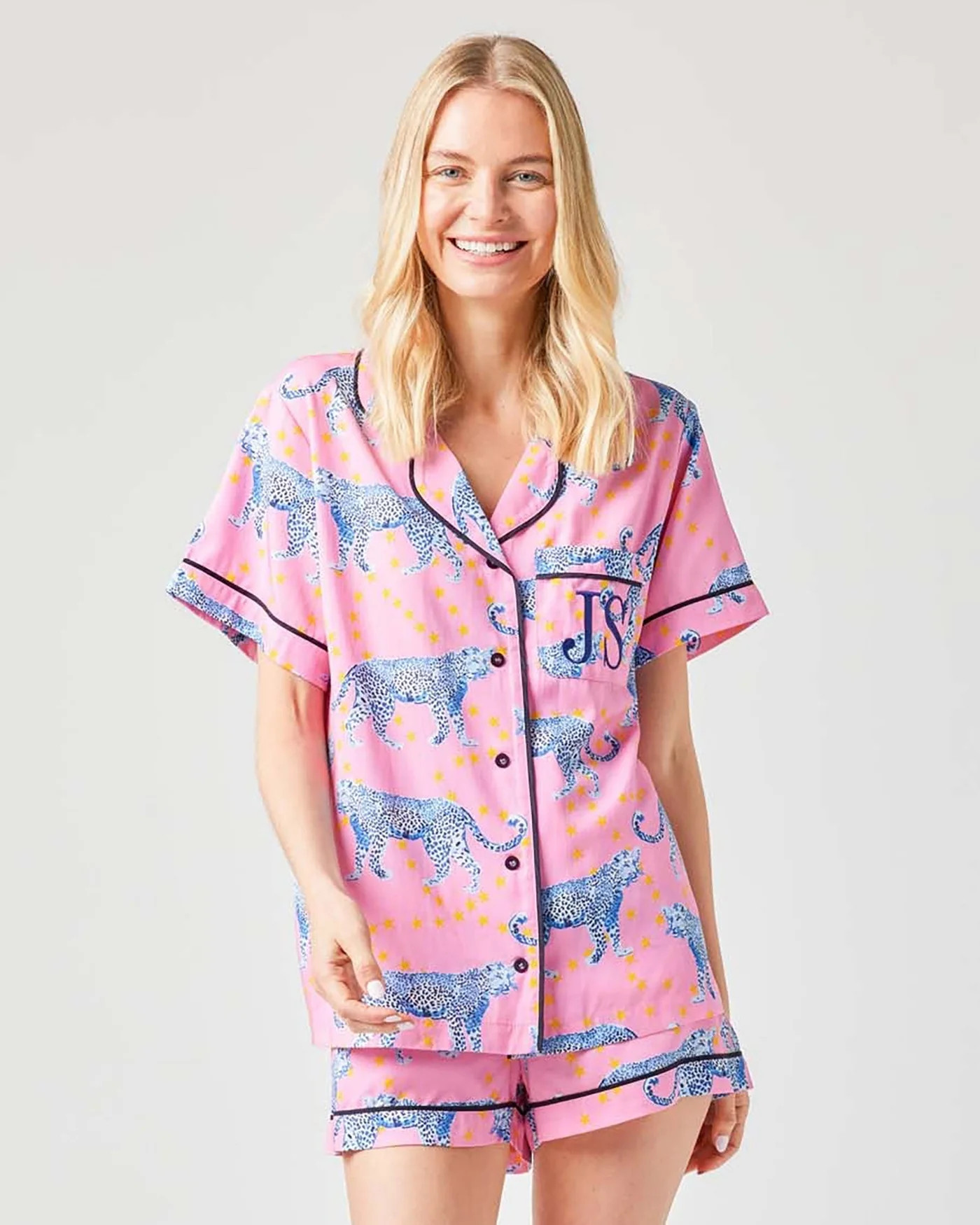 Cosmic Cheetah Pajama Shorts Set | Katie Kime Inc