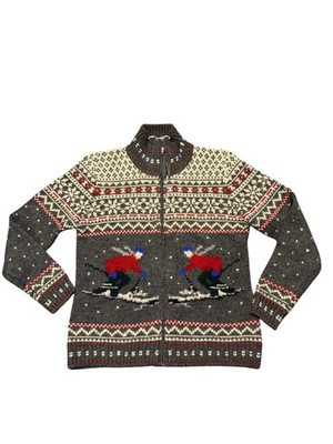 Vtg Lauren Ralph Lauren Skier Sweater 100% Worsted Wool Full Zip Cardigan Small | eBay US