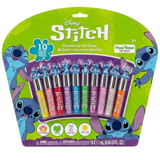 Disney Stitch 10 Piece Plant Based Lip Gloss, Girls Party Favors, First Makeup Set for Girl, Perf... | Amazon (US)