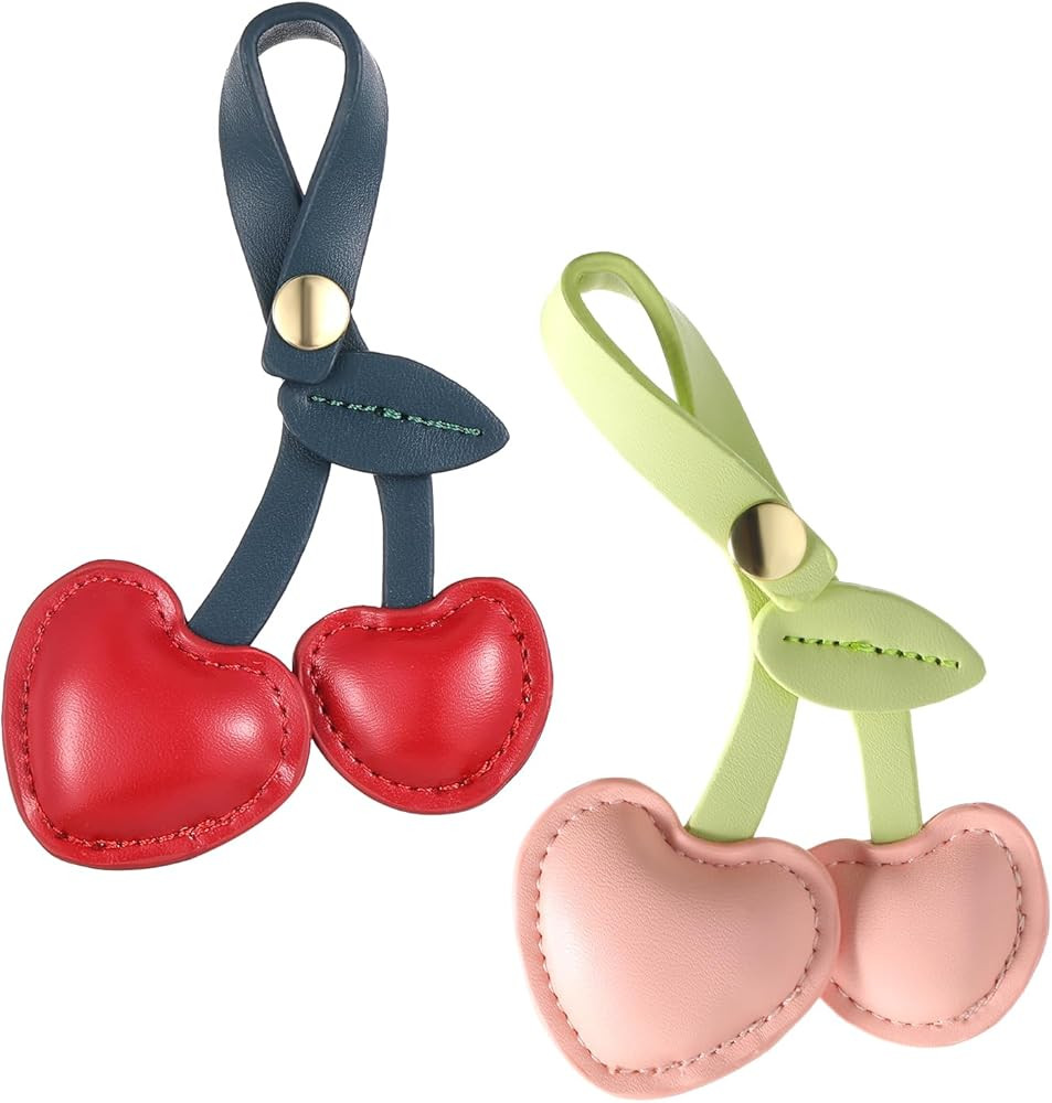 2Pcs Cute PU Cherry Key Charms Bag Accessory for Purses Bags Handbags - Red Pink Cherry Bag Charm Keychain | Amazon (US)