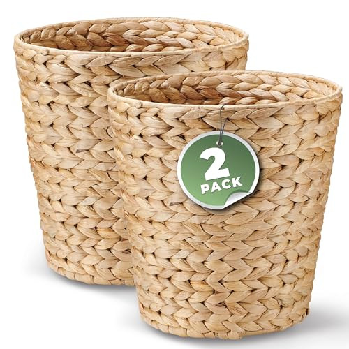 84ECO 2-Pack Wicker Trash Cans, Wicker Waste Basket for Bathroom, Rattan Trash Can | Amazon (US)