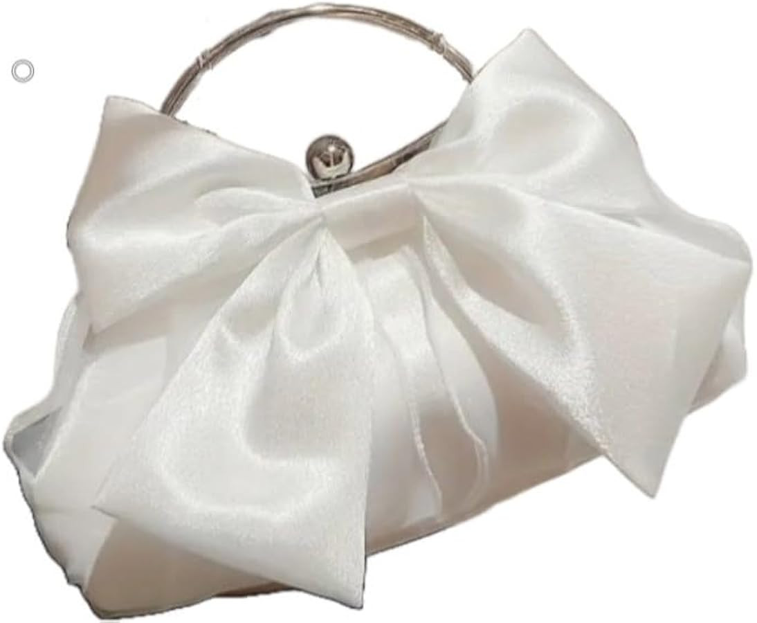 Bow Decor Glossy Metal Chain Kiss Lock Clutch,Evening Bag,Christmas,Wedding with Detachable Chain... | Amazon (US)