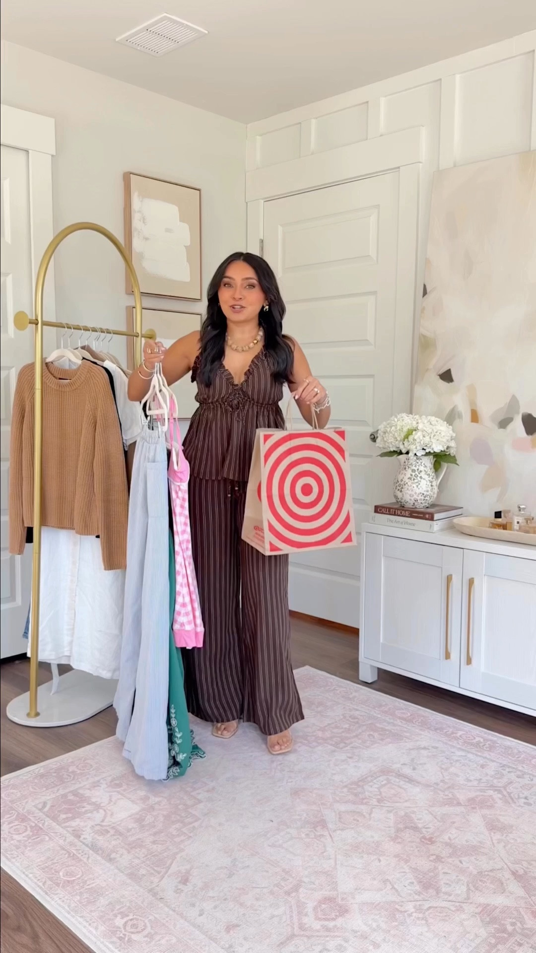 Target new arrivals! 
For reference: I’m 5’0, petite, 32b bra size, and 2/26 in bottoms, pear shaped. *Everything I share is unaltered! TTS means true to size. Between size 5–6.5 in shoes

Brown striped Linen pull on pants xs TTS
Brown striped  Linen tank xs TTS
Clear heels size 5 TTS

Pink Berry Red Linen pull on pants xs TTS
Pink Berry Red Linen tank xs TTS
Clear heels size 5 TTS

Pink dress xxs TTS 
Gold heels size 5 

White bubble hem tank xs TTS 
Navy crop jacket xs TTS 
Blue stripe pants size xs TTS
Clear heels size 5 TTS

Green dress size xs TTS
Clear heels size 5 TTS

Pink gingham dress xs TTS 
White cardigan xs TTS 
Sneakers size 6 TTS



petite styling tips
petite outfit ideas
Easter dress women
Vacation beach outfits 
Spring dresses
Spring outfits 2026

#LTKootd #LTKPetite #LTKgrwm