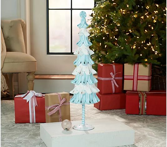 26" Peppermint Ribbon Tree with Sprinkles by Valerie - QVC.com | QVC