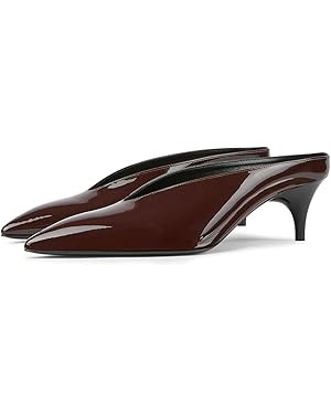 YDN Women's Pointed Toe Mule Kitten Heel Pumps V-Cut Slip On Dressy Heeled Sandals for Evening Pa... | Amazon (US)