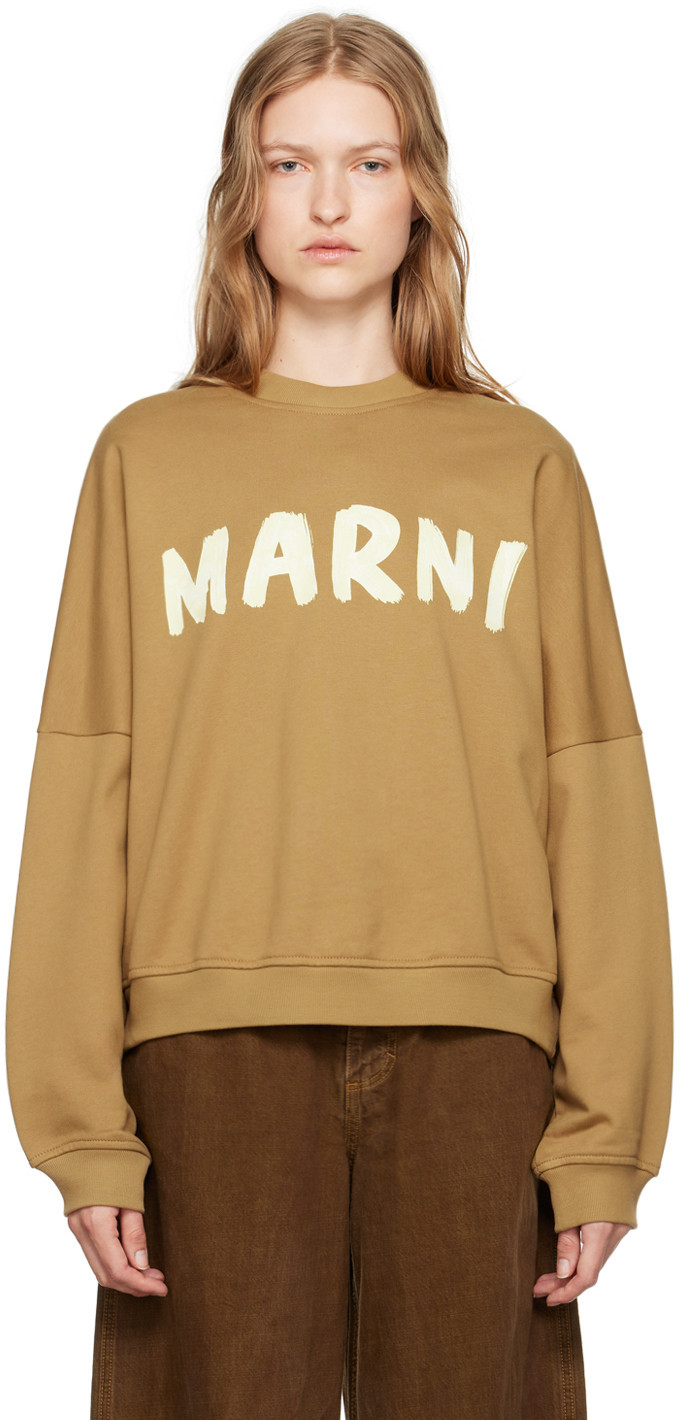 Marni Brown Printed Logo Sweatshirt | SSENSE