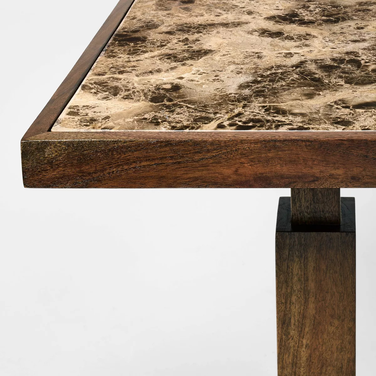 Dark Brown Marble and Wood Side Table Dark Walnut Cherry Brown Finish - Assembly Required | Target
