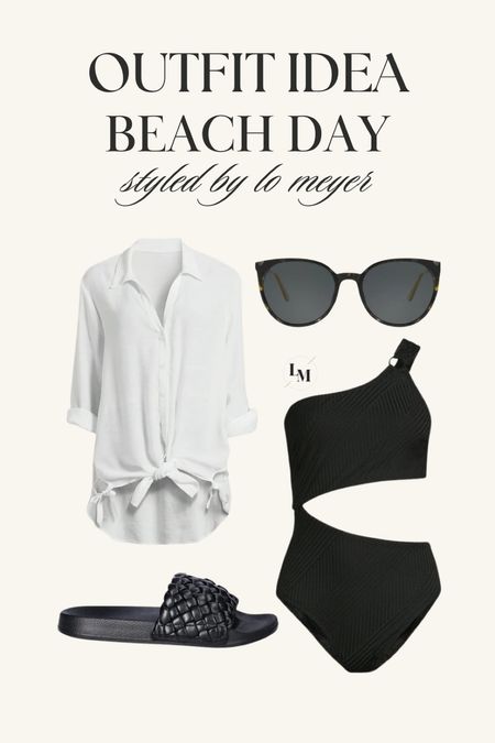Beach day outfit idea // woven slide sandals , swim coverup , one piece swimsuit , sunglasses 

#LTKStyleTip #LTKSwim #LTKSeasonal
