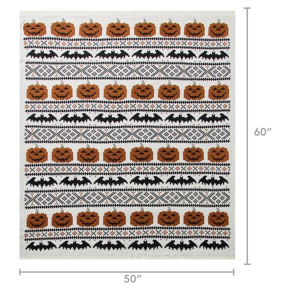 My Texas House Pumpkins and Bats Cotton Knit Throw, Multicolor, 50" x 60" | Walmart (US)