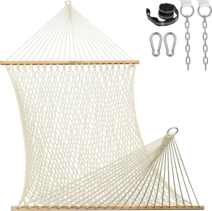 Lazy Daze Hammocks 13-FT Polyester Rope Hammock, Double 2 Person Traditional Hand Woven Outdoor H... | Amazon (US)