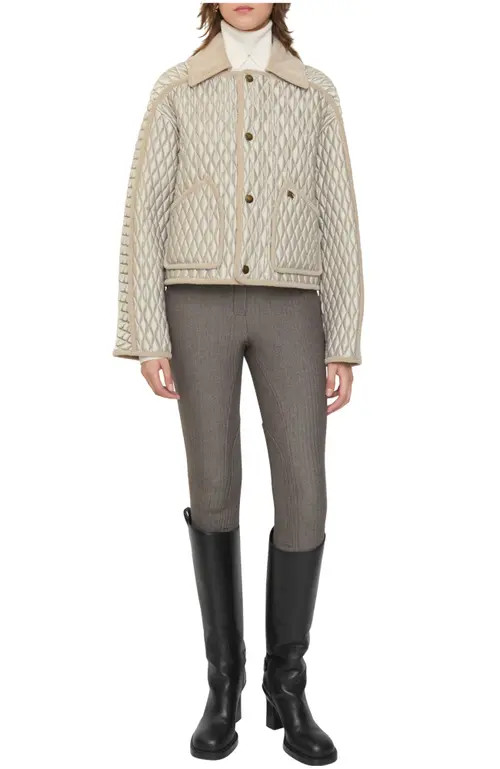 burberry Cropped Quilted Nylon Floriston Jacket in Wisp Grey at Nordstrom, Size Small | Nordstrom