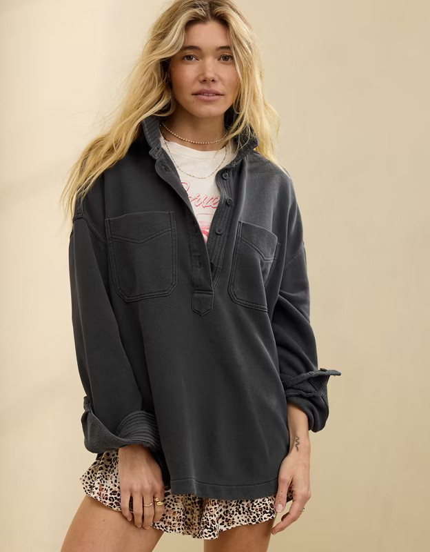 Aerie Popover Polo Sweatshirt | Aerie