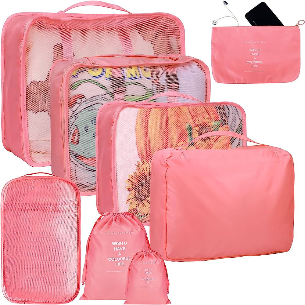 8 Set Packing Cubes for Suitcases, kingdalux Travel Luggage Packing Organizers with Laundry Bag, ... | Amazon (US)