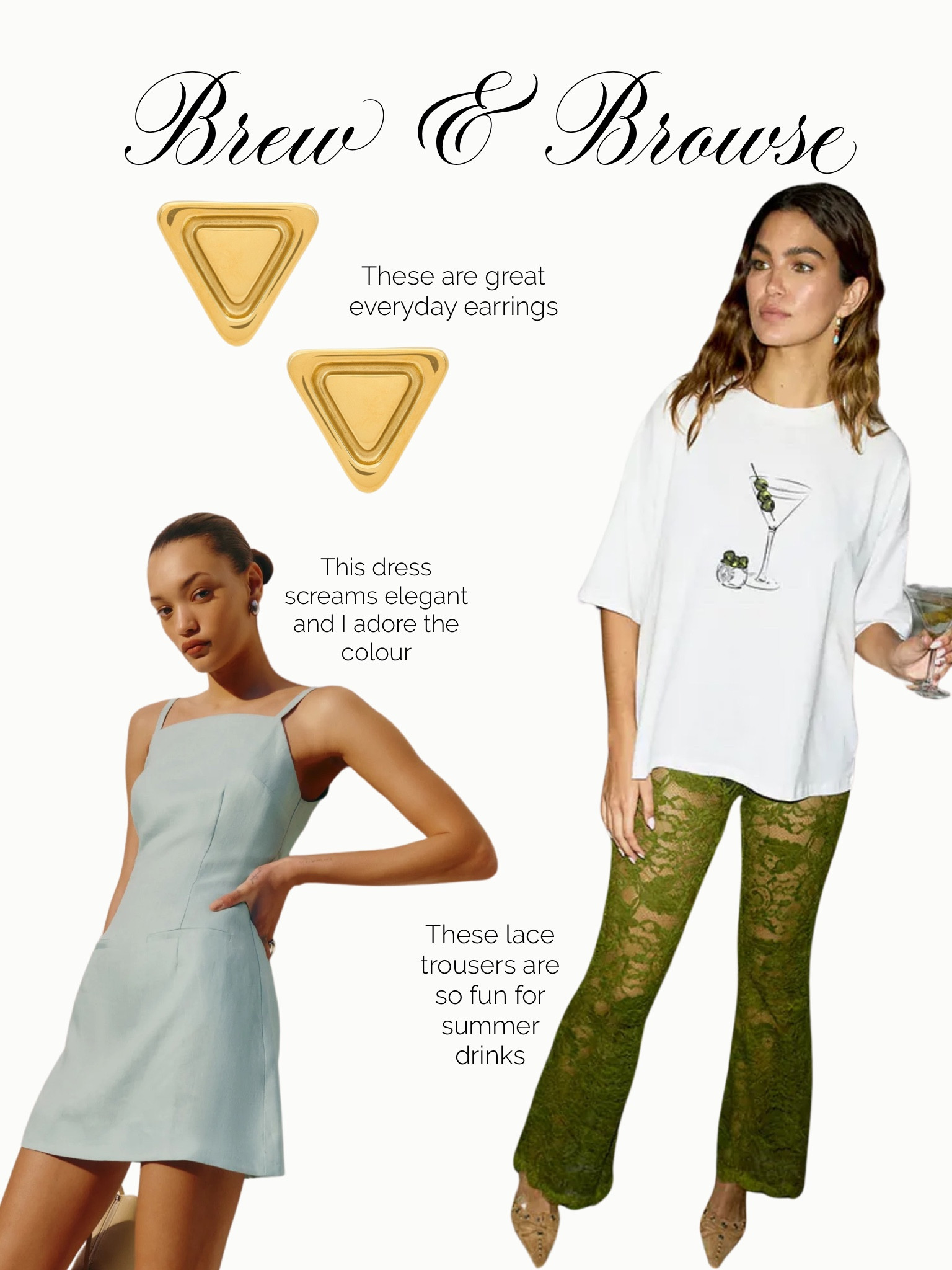 For this weeks edit I have these fabulous gold earrings which you’ll find yourself reaching for everyday. These lace trousers are so chic and easy to style up or down for summer drinks. This blue dress screams elegant and I need it in my wardrobe stat! #linendress #summerdress #holiday #lacetrousers #neverfullydressed #reformation #revolve

#LTKsummer #LTKstyletip #LTKeurope