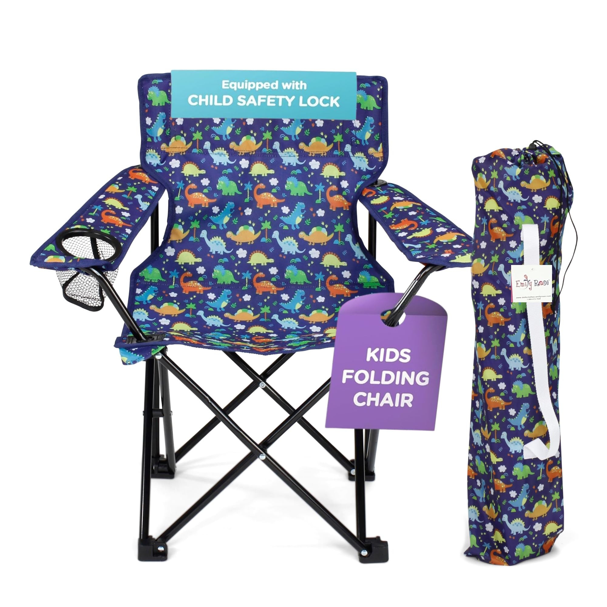 Emily Rose Kids Folding Beach Camping Chair Chair with Safety Lock, Cup Holder & Carry Case - Boy... | Amazon (US)