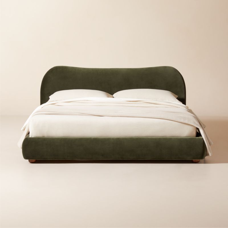 Diana Olive Green Velvet King Bed | CB2 | CB2