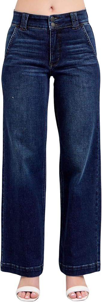 Judy Blue High Rise Wide-Leg Jean Dark Wash, Inseam 32" | Amazon (US)