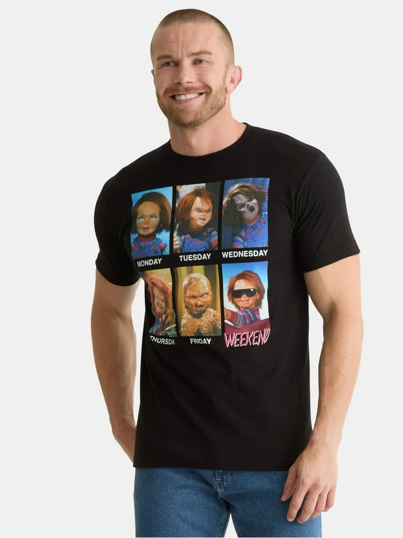 Chucky Men's & Big Men's Days of the Week Meme Cotton Graphic Tee Shirt, Sizes S-3XL | Walmart (US)